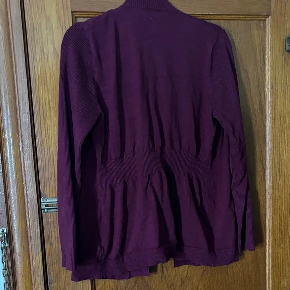 Women's Burgundy Open Front Cardigan - Picture 2 of 2